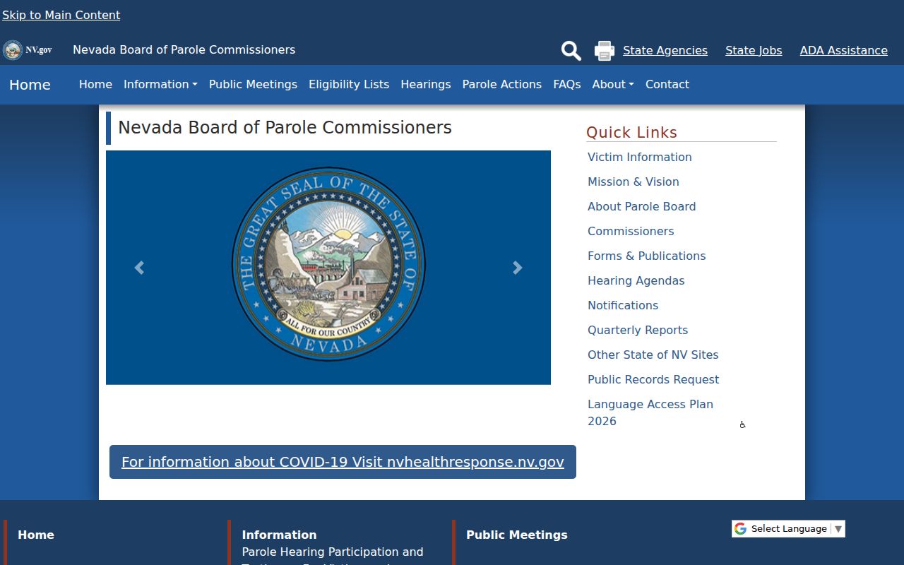 Douglas County criminal history Nevada parole information